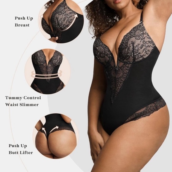 Popilush Lace Deep-V Neck Bodysuits - Picture 7 of 16